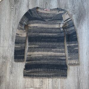 Elsamandaa Anthropologie Stylish Striped wool blend Sweater tunic gray and tan